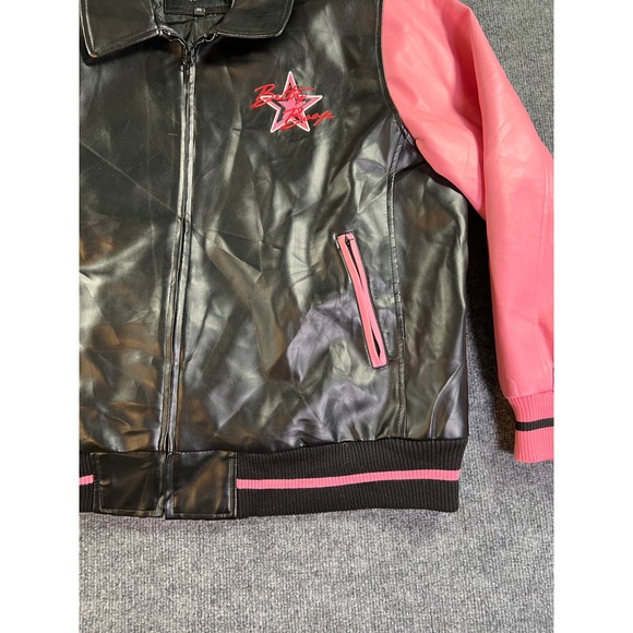 Betty Boop Varsity Jacket Men 3XL Black Pink Faux Leather Excelled Bomber Zip Up - Picture 6 of 13